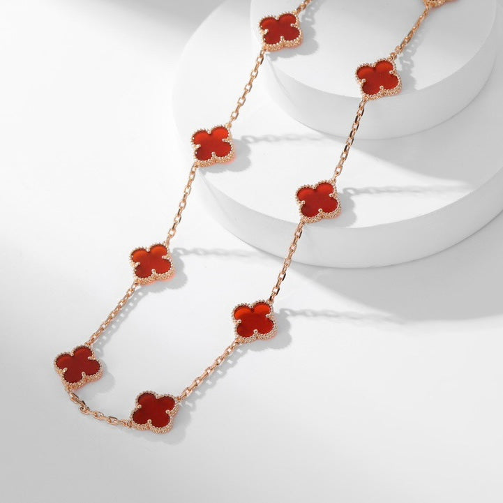 ¡®Aura Jewels¡¯CLOVER 10 MOTIFS CARNELIAN NECKLACE