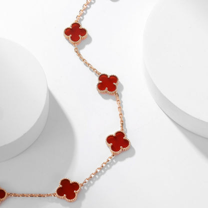 ¡®Aura Jewels¡¯CLOVER 10 MOTIFS CARNELIAN NECKLACE