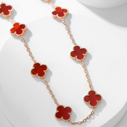 ¡®Aura Jewels¡¯CLOVER 10 MOTIFS CARNELIAN NECKLACE
