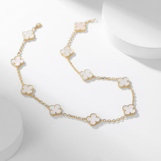 ¡®Aura Jewels¡¯CLOVER 10 MOTIFS WHITE MOTHER OF PEARL NECKLACE