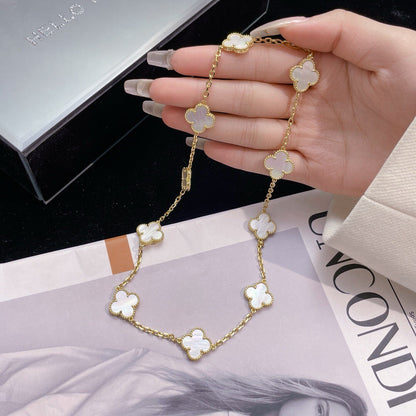 ¡®Aura Jewels¡¯CLOVER 10 MOTIFS WHITE MOTHER OF PEARL NECKLACE