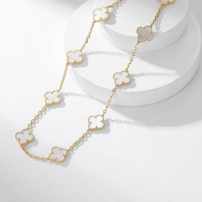 ¡®Aura Jewels¡¯CLOVER 10 MOTIFS WHITE MOTHER OF PEARL NECKLACE