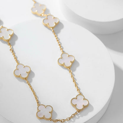 ¡®Aura Jewels¡¯CLOVER 10 MOTIFS WHITE MOTHER OF PEARL NECKLACE