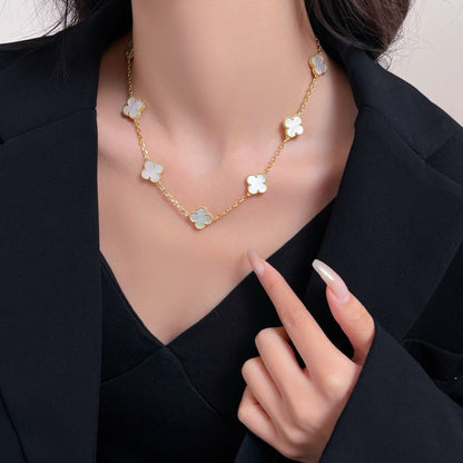 ¡®Aura Jewels¡¯CLOVER 10 MOTIFS WHITE MOTHER OF PEARL NECKLACE