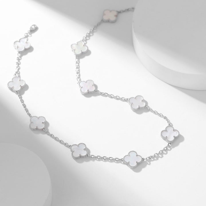 ¡®Aura Jewels¡¯CLOVER 10 MOTIFS WHITE MOTHER OF PEARL NECKLACE
