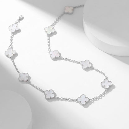 ¡®Aura Jewels¡¯CLOVER 10 MOTIFS WHITE MOTHER OF PEARL NECKLACE