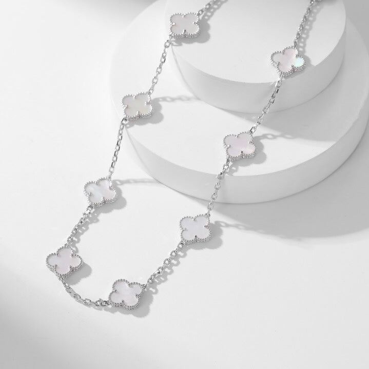 ¡®Aura Jewels¡¯CLOVER 10 MOTIFS WHITE MOTHER OF PEARL NECKLACE