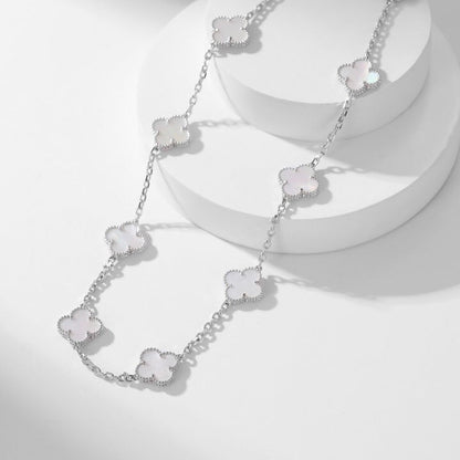 ¡®Aura Jewels¡¯CLOVER 10 MOTIFS WHITE MOTHER OF PEARL NECKLACE