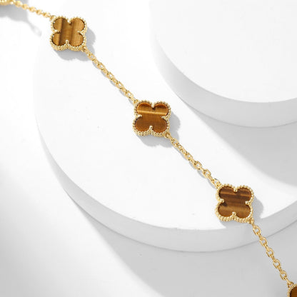 ¡®Aura Jewels¡¯CLOVER 10 MOTIFS TIGER EYE NECKLACE