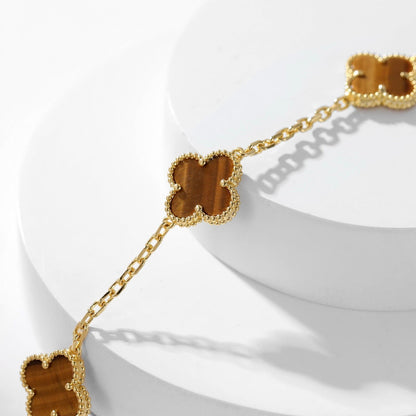 ¡®Aura Jewels¡¯CLOVER 10 MOTIFS TIGER EYE NECKLACE