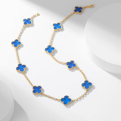 ¡®Aura Jewels¡¯CLOVER 10 MOTIFS BLUE AGATE NECKLACE