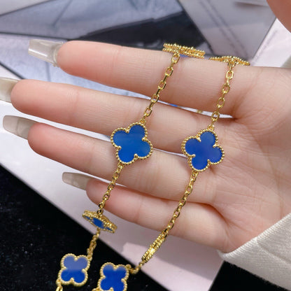 ¡®Aura Jewels¡¯CLOVER 10 MOTIFS BLUE AGATE NECKLACE