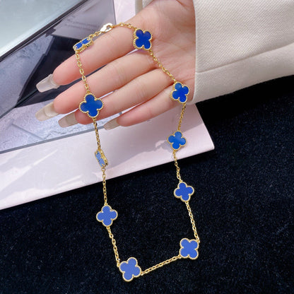 ¡®Aura Jewels¡¯CLOVER 10 MOTIFS BLUE AGATE NECKLACE