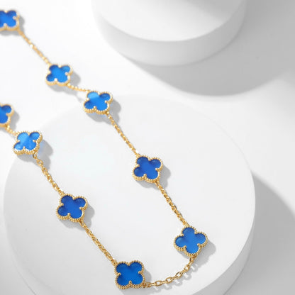 ¡®Aura Jewels¡¯CLOVER 10 MOTIFS BLUE AGATE NECKLACE