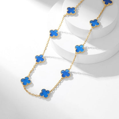 ¡®Aura Jewels¡¯CLOVER 10 MOTIFS BLUE AGATE NECKLACE