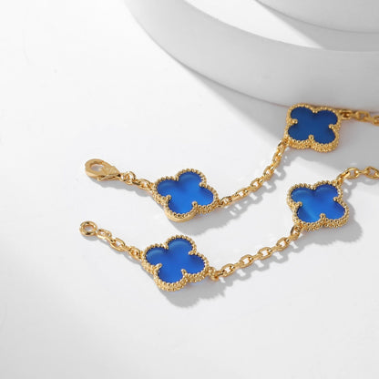 ¡®Aura Jewels¡¯CLOVER 10 MOTIFS BLUE AGATE NECKLACE