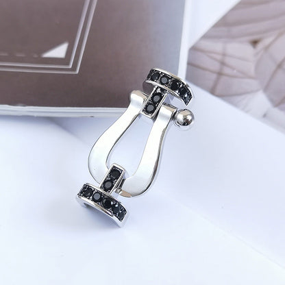 ¡®Aura Jewels¡¯FORCE LARGE HORSESHOE BLACK DIAMOND BRACELET SILVER