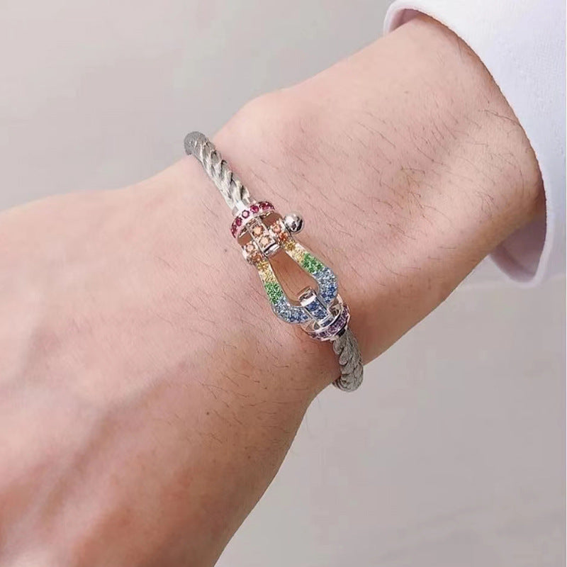 ¡®Aura Jewels¡¯FORCE LARGE HORSESHOE  COLORED DIAMOND BRACELET ROSE GOLD