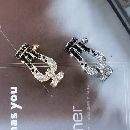 ¡®Aura Jewels¡¯FORCE LARGE HORSESHOE BLACK WHITE DIAMOND BRACELET ROSE GOLD