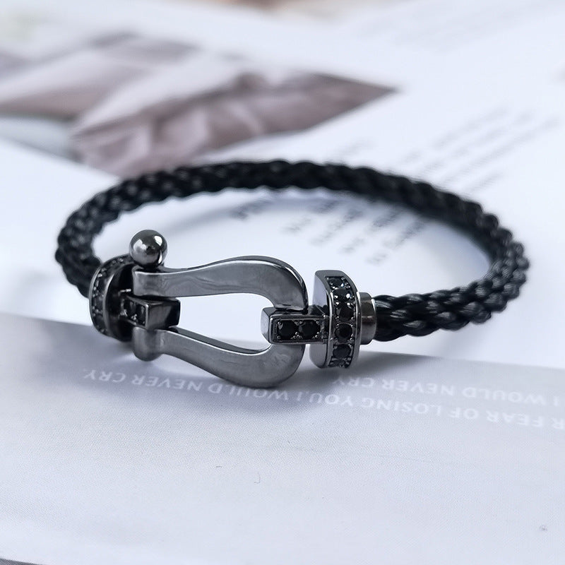 ¡®Aura Jewels¡¯FORCE LARGE SERIES HORSESHOE BLACK SAMURAI BRACELET