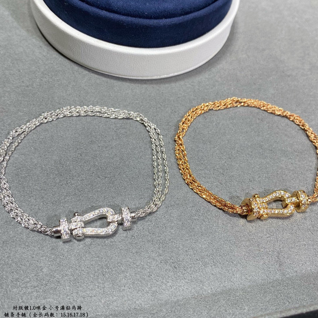 ¡®Aura Jewels¡¯FORCE SMALL HORSESHOE  DIAMOND CHAIN ROPE BRACELET