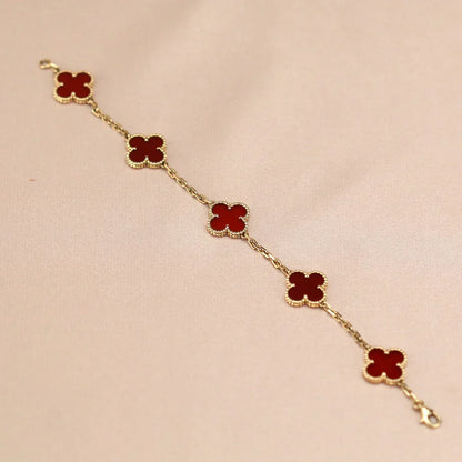 [Aura Jewels]New  CLOVER 5 MOTIF RED CORNELIAN BRACELET COLLECTION