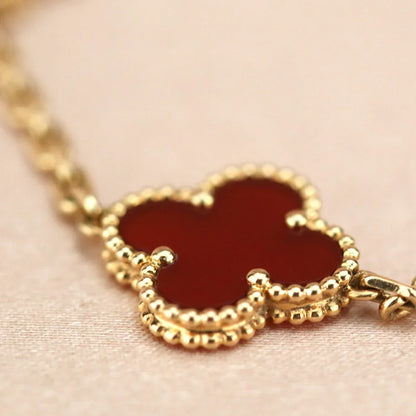 [Aura Jewels]New  CLOVER 5 MOTIF RED CORNELIAN BRACELET COLLECTION