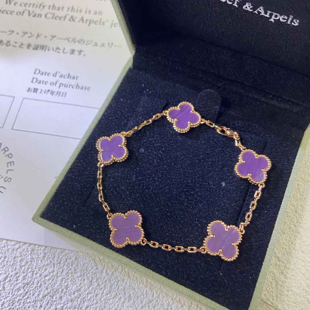 [Aura Jewels]New  CLOVER 5 MOTIF VIOLET BRACELET COLLECTION