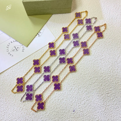 ¡®Aura Jewels¡¯CLOVER 10 MOTIFS  PURPLE VIOLET  NECKLACE
