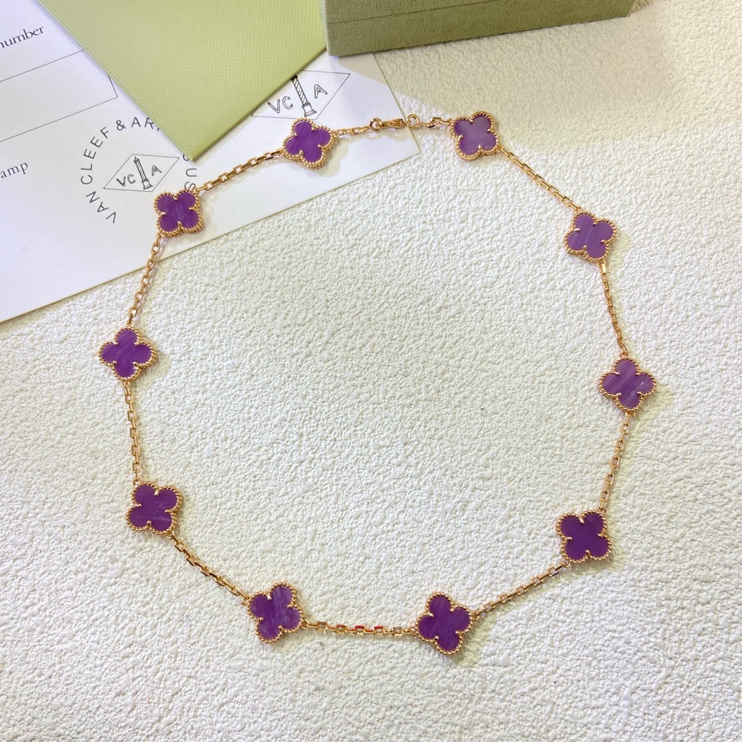 ¡®Aura Jewels¡¯CLOVER 10 MOTIFS  PURPLE VIOLET  NECKLACE