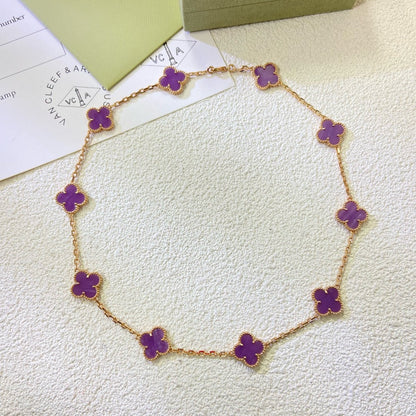 ¡®Aura Jewels¡¯CLOVER 10 MOTIFS  PURPLE VIOLET  NECKLACE