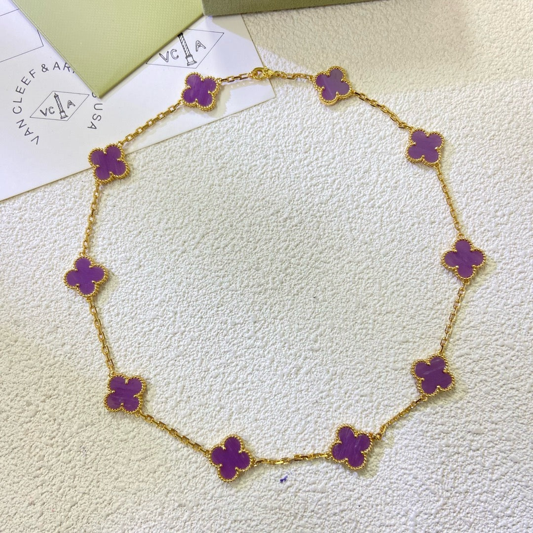 ¡®Aura Jewels¡¯CLOVER 10 MOTIFS  PURPLE VIOLET  NECKLACE