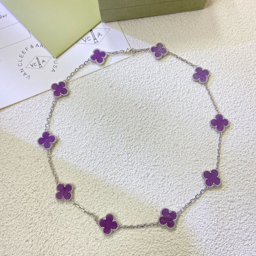 ¡®Aura Jewels¡¯CLOVER 10 MOTIFS  PURPLE VIOLET  NECKLACE