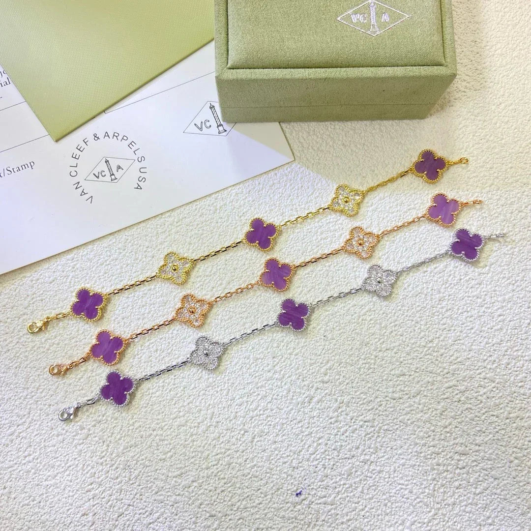 [Aura Jewels]New  CLOVER 5 MOTIF VIOLET BRACELET COLLECTION