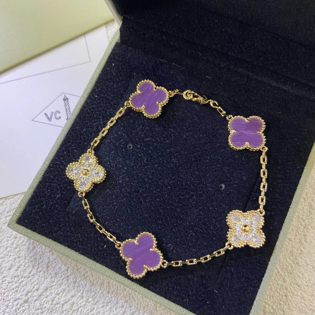 [Aura Jewels]New  CLOVER 5 MOTIF VIOLET BRACELET COLLECTION