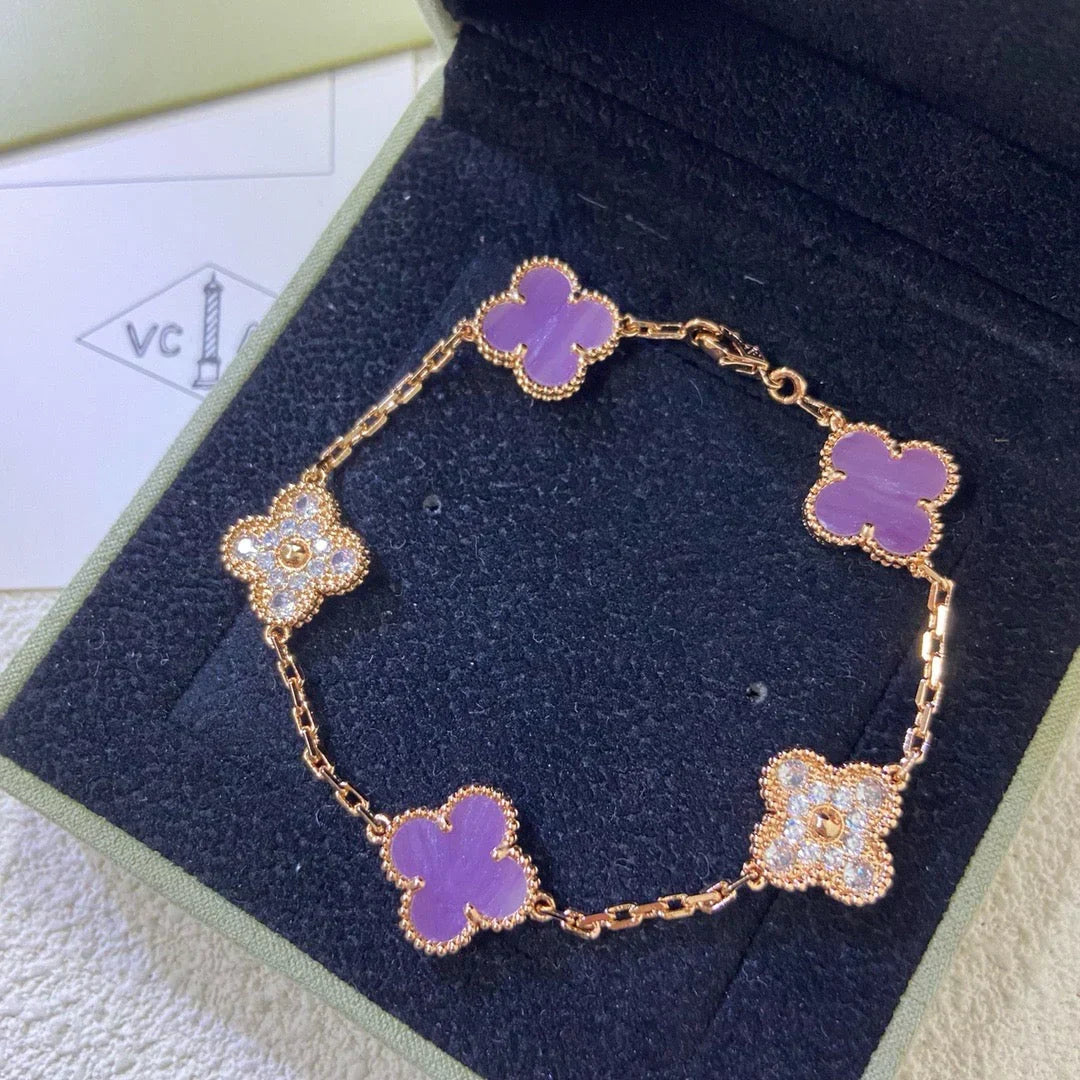[Aura Jewels]New  CLOVER 5 MOTIF VIOLET BRACELET COLLECTION