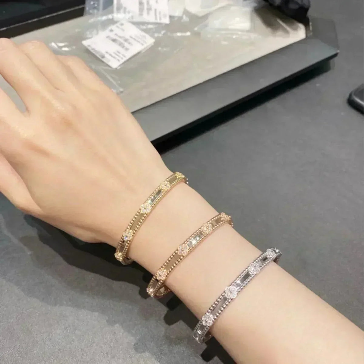 ¡®Aura Jewels¡¯CLOVER BRACELET 4MM DIAMONDS