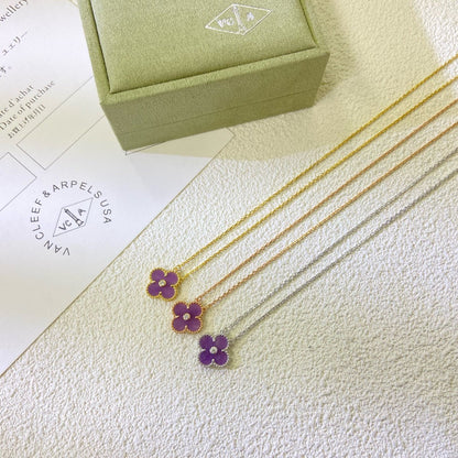 ¡®Aura Jewels¡¯CLOVER 15MM DIAMOND  PURPLE VIOLET NECKLACE