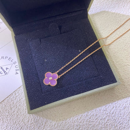 ¡®Aura Jewels¡¯CLOVER 15MM DIAMOND  PURPLE VIOLET NECKLACE