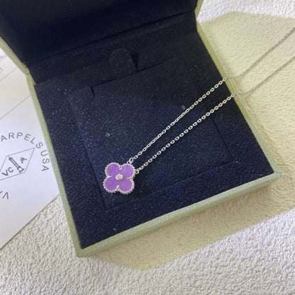 ¡®Aura Jewels¡¯CLOVER 15MM DIAMOND  PURPLE VIOLET NECKLACE