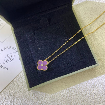 ¡®Aura Jewels¡¯CLOVER 15MM DIAMOND  PURPLE VIOLET NECKLACE