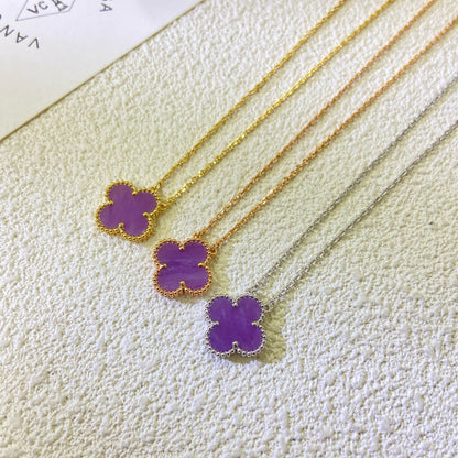 ¡®Aura Jewels¡¯CLOVER 15MM  PURPLE VIOLET NECKLACE