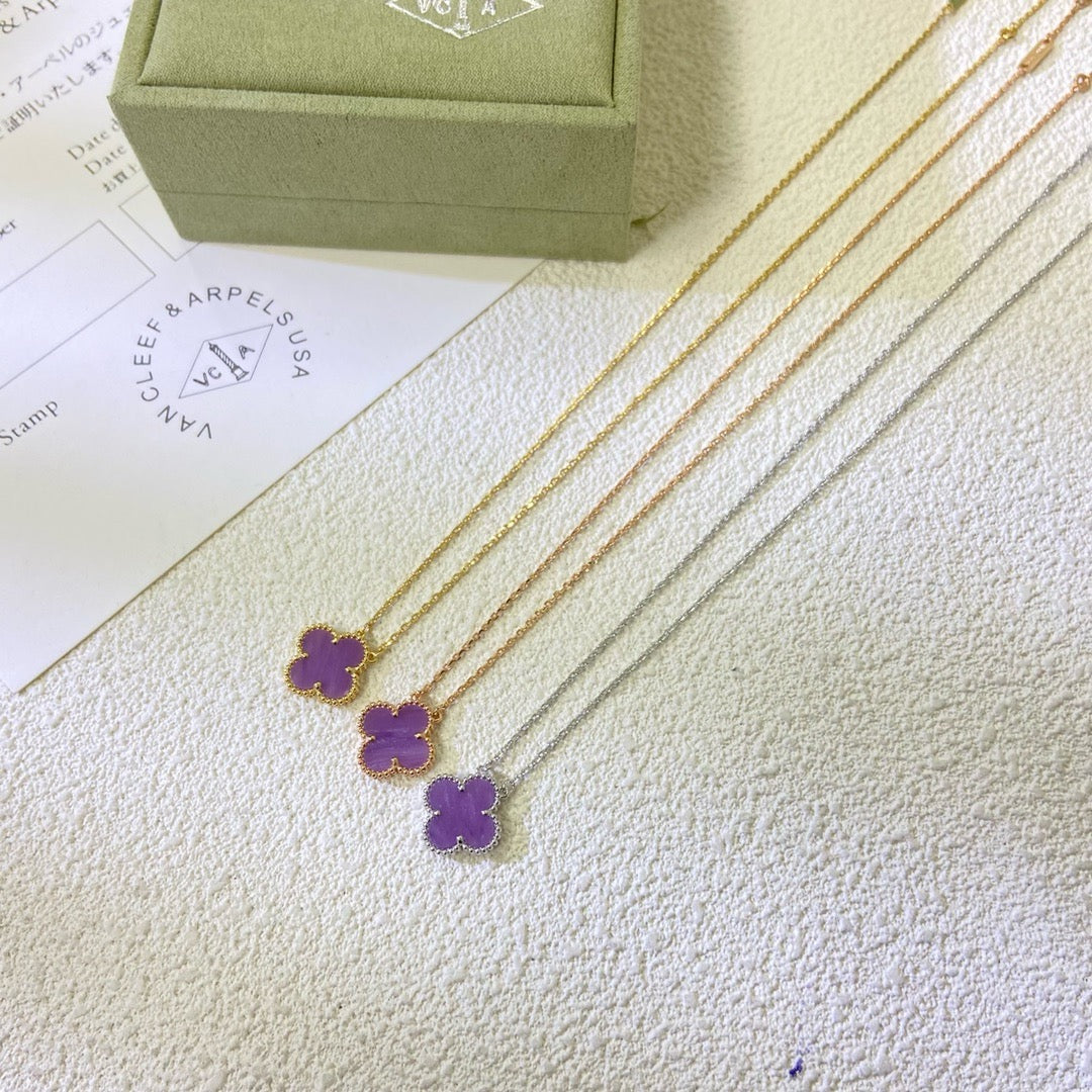 ¡®Aura Jewels¡¯CLOVER 15MM  PURPLE VIOLET NECKLACE