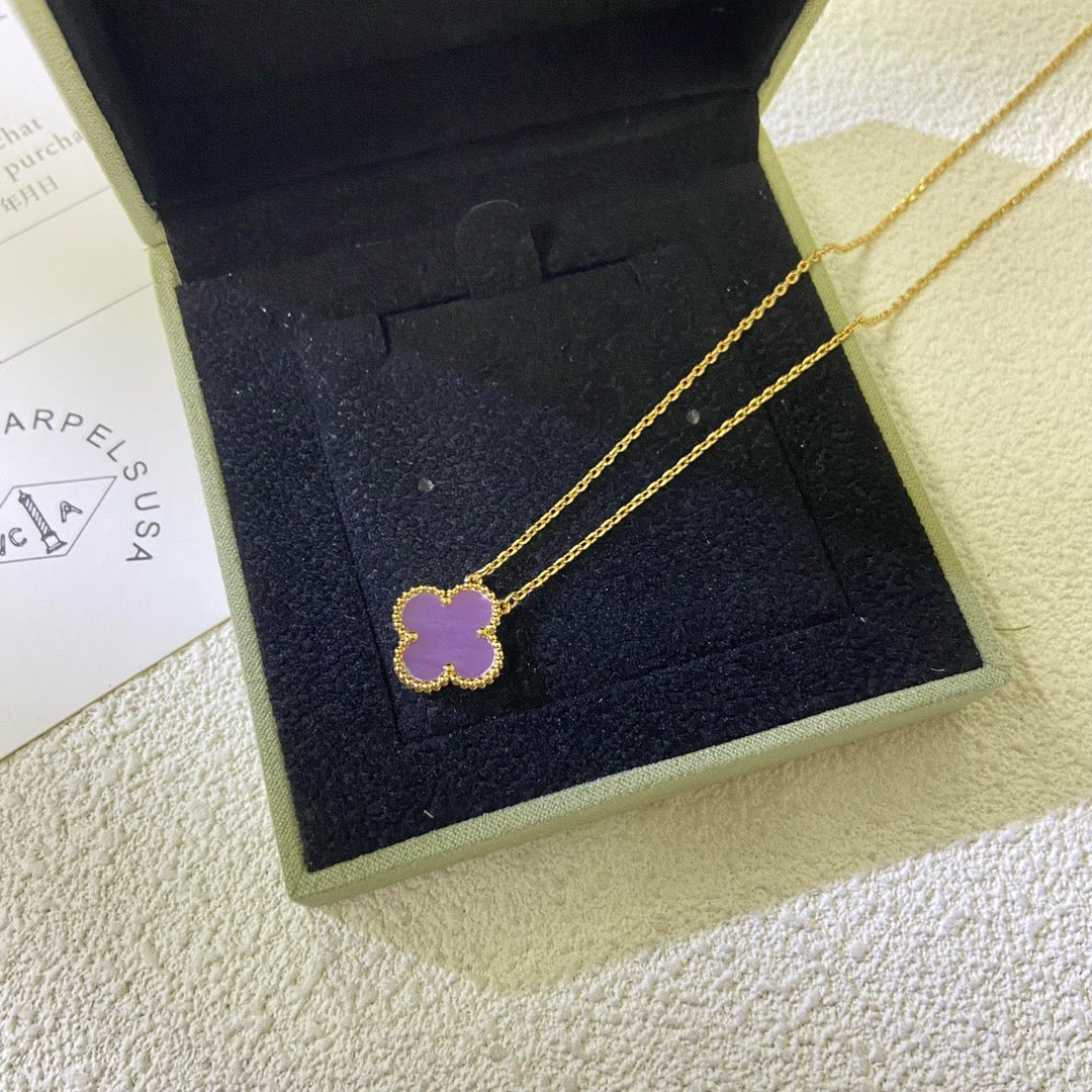 ¡®Aura Jewels¡¯CLOVER 15MM  PURPLE VIOLET NECKLACE