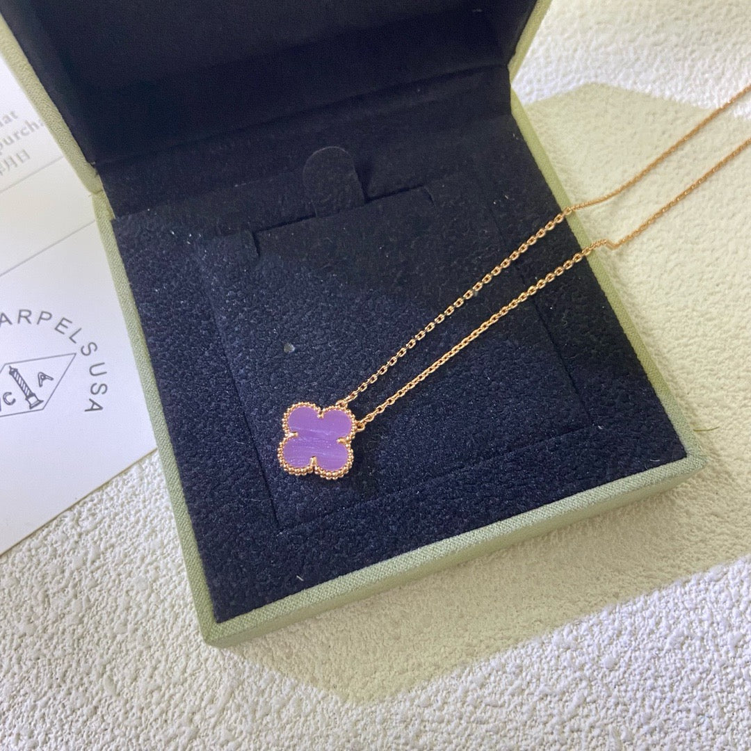 ¡®Aura Jewels¡¯CLOVER 15MM  PURPLE VIOLET NECKLACE