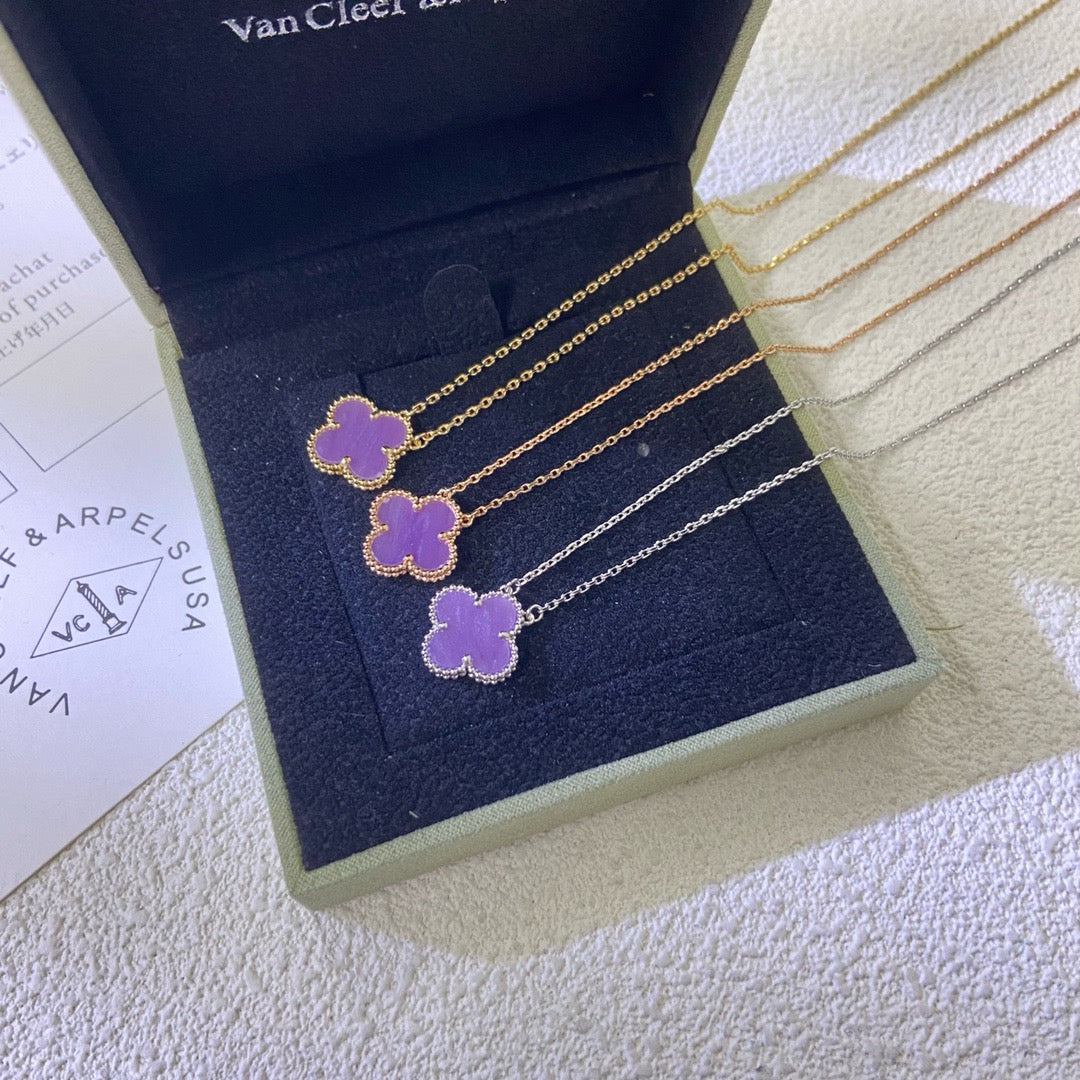 ¡®Aura Jewels¡¯CLOVER 15MM  PURPLE VIOLET NECKLACE