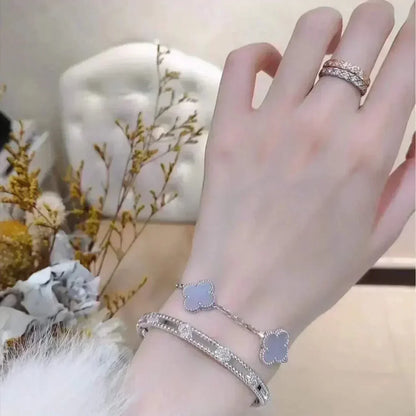 [Aura Jewels]New  CLOVER 5 MOTIF PURPLE CHALCEDONY BRACELET COLLECTION