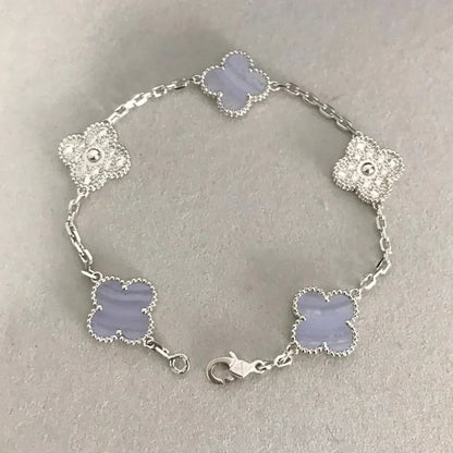 [Aura Jewels]New  CLOVER 5 MOTIF PURPLE CHALCEDONY BRACELET COLLECTION
