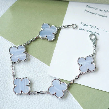 [Aura Jewels]New  CLOVER 5 MOTIF PURPLE CHALCEDONY BRACELET COLLECTION