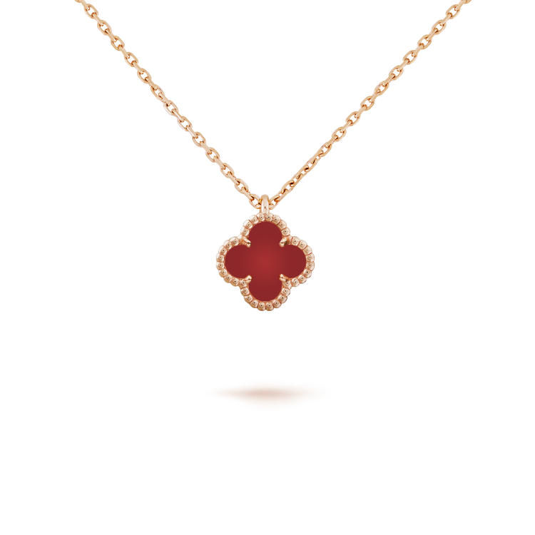 ¡®Aura Jewels¡¯CLOVER MINI 9.5MM WHITE CARNELIANS NECKLACE